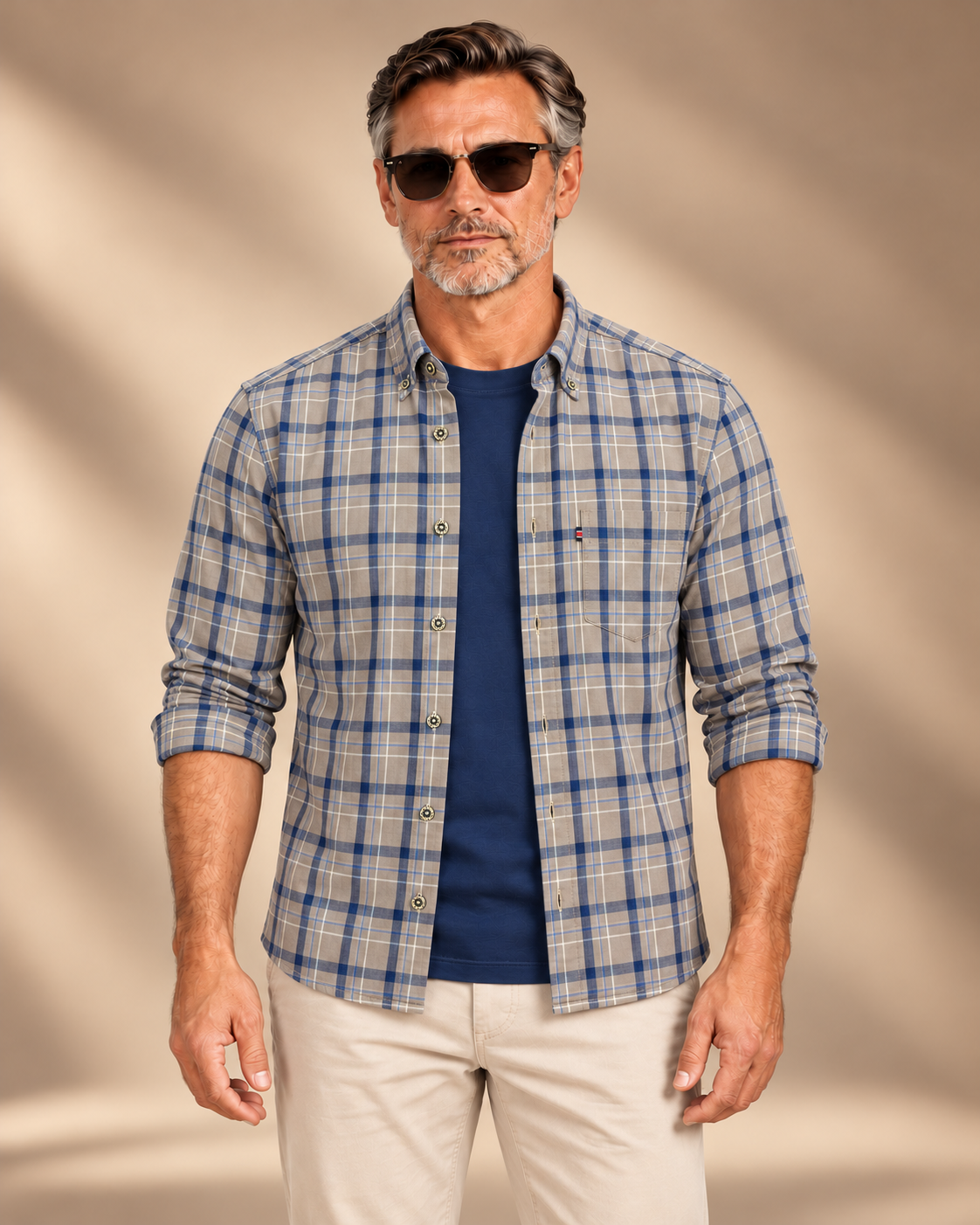 Madras Ekose Gömlek — Beige