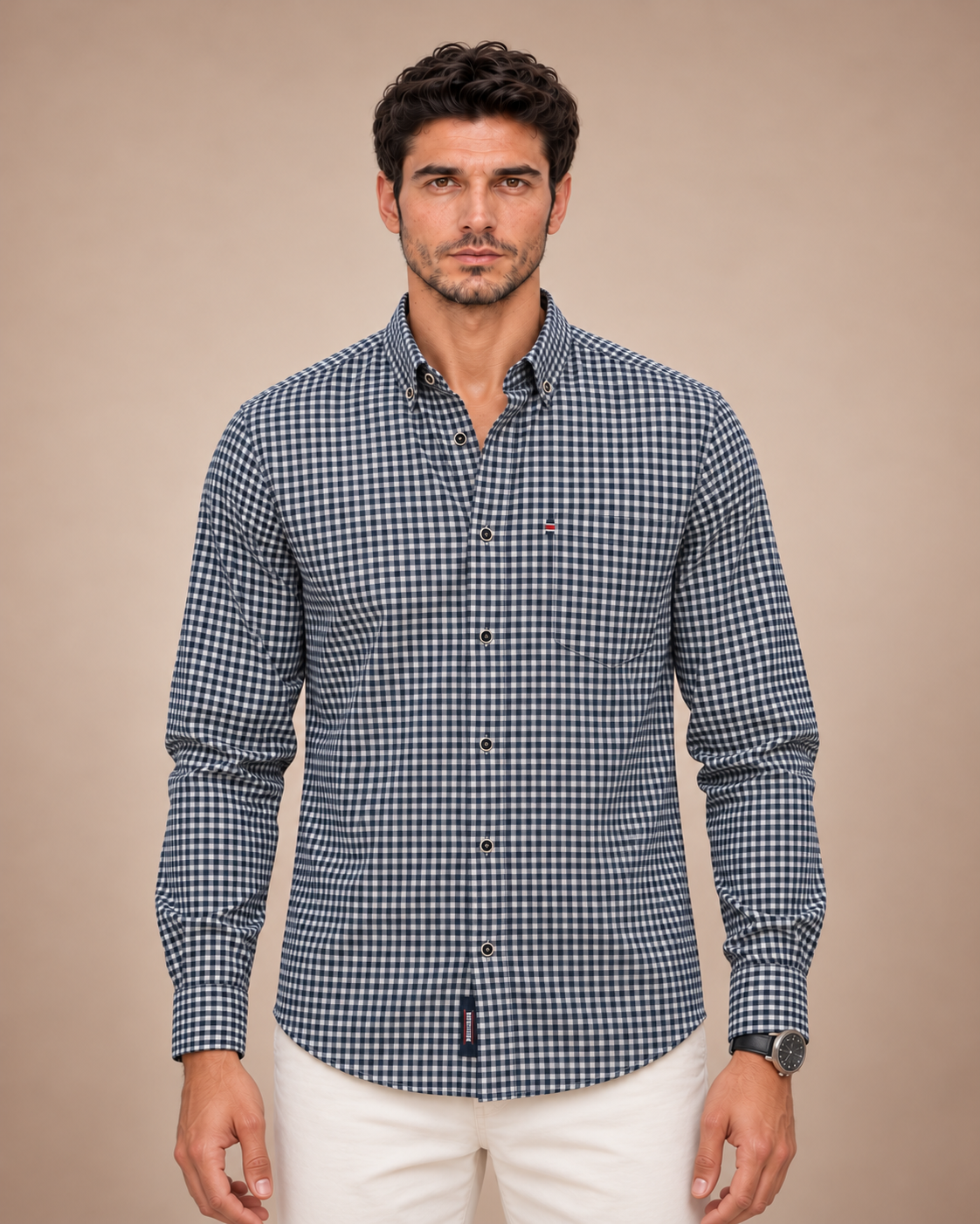 Madras Ekose Gömlek — Navy Blue