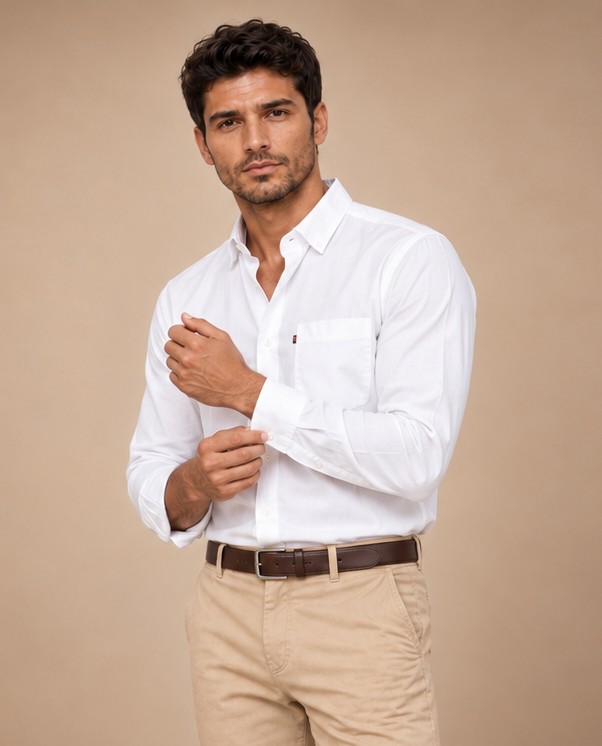Kansas Gabardin Gömlek — White