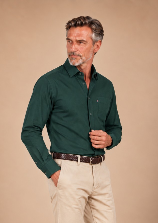 Kansas Gabardin Gömlek — Jungle Green