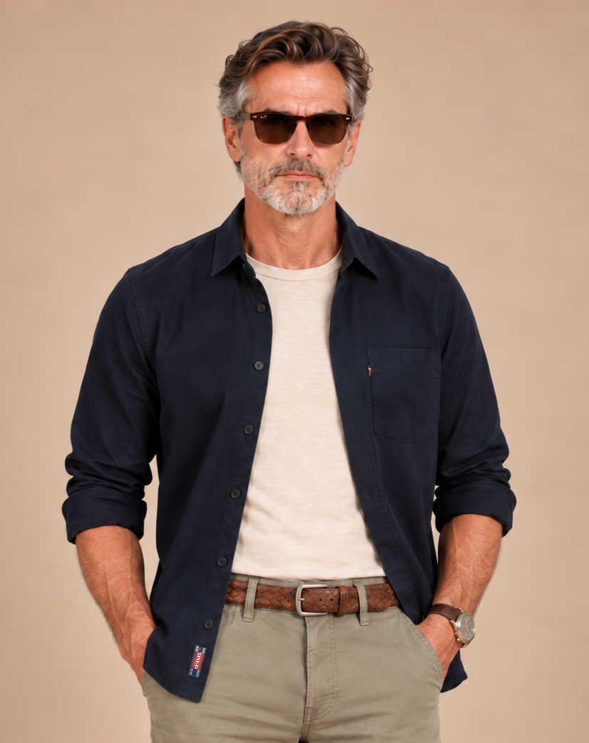Kansas Gabardin Gömlek — Navy Blue