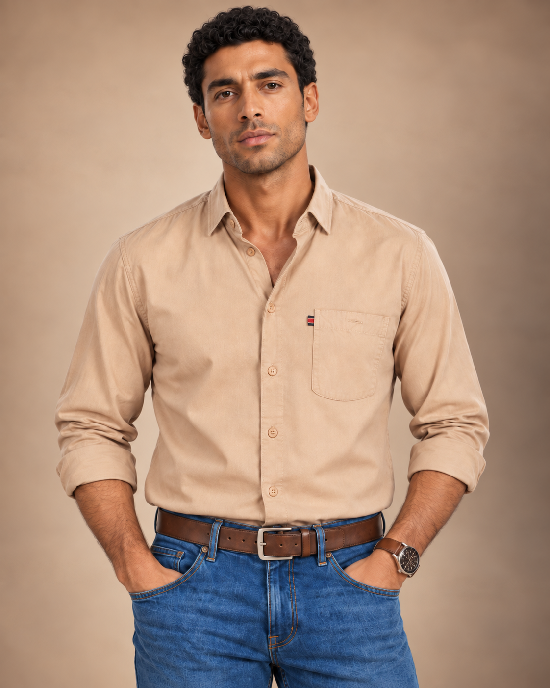 Kansas Gabardin Gömlek — Beige